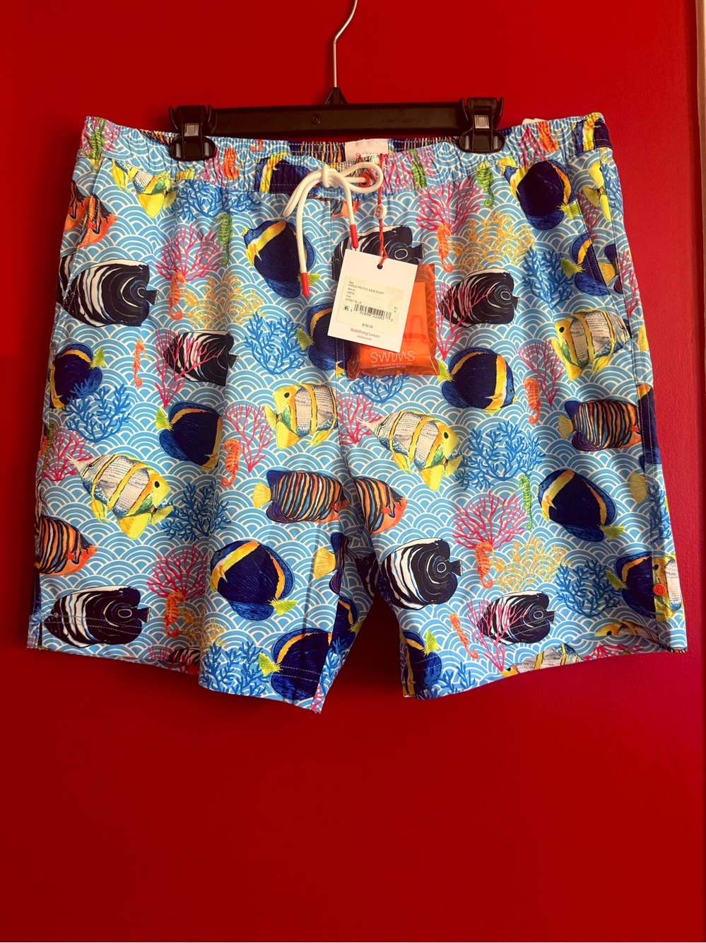 SWIMS Men’s Paros swim shorts/trunks XL luxury salt water fish design 🐟 NWT